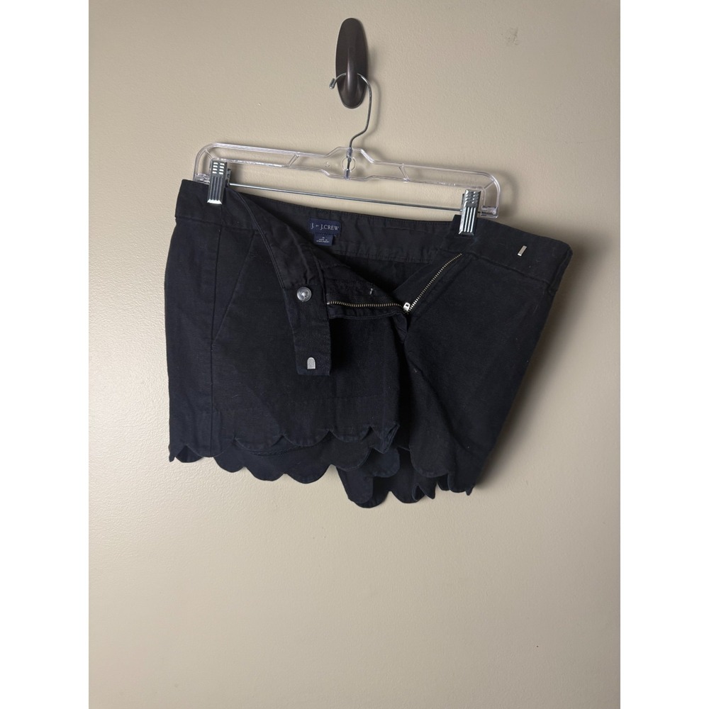 J by J Crew Shorts Womens 6 Black Linen Cotton Scalloped